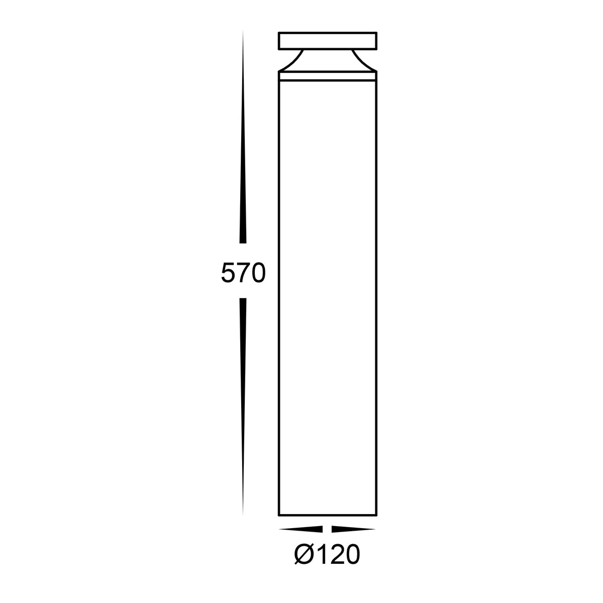 HV1638T-BLK - Noray 570mm Black LED Bollard Light