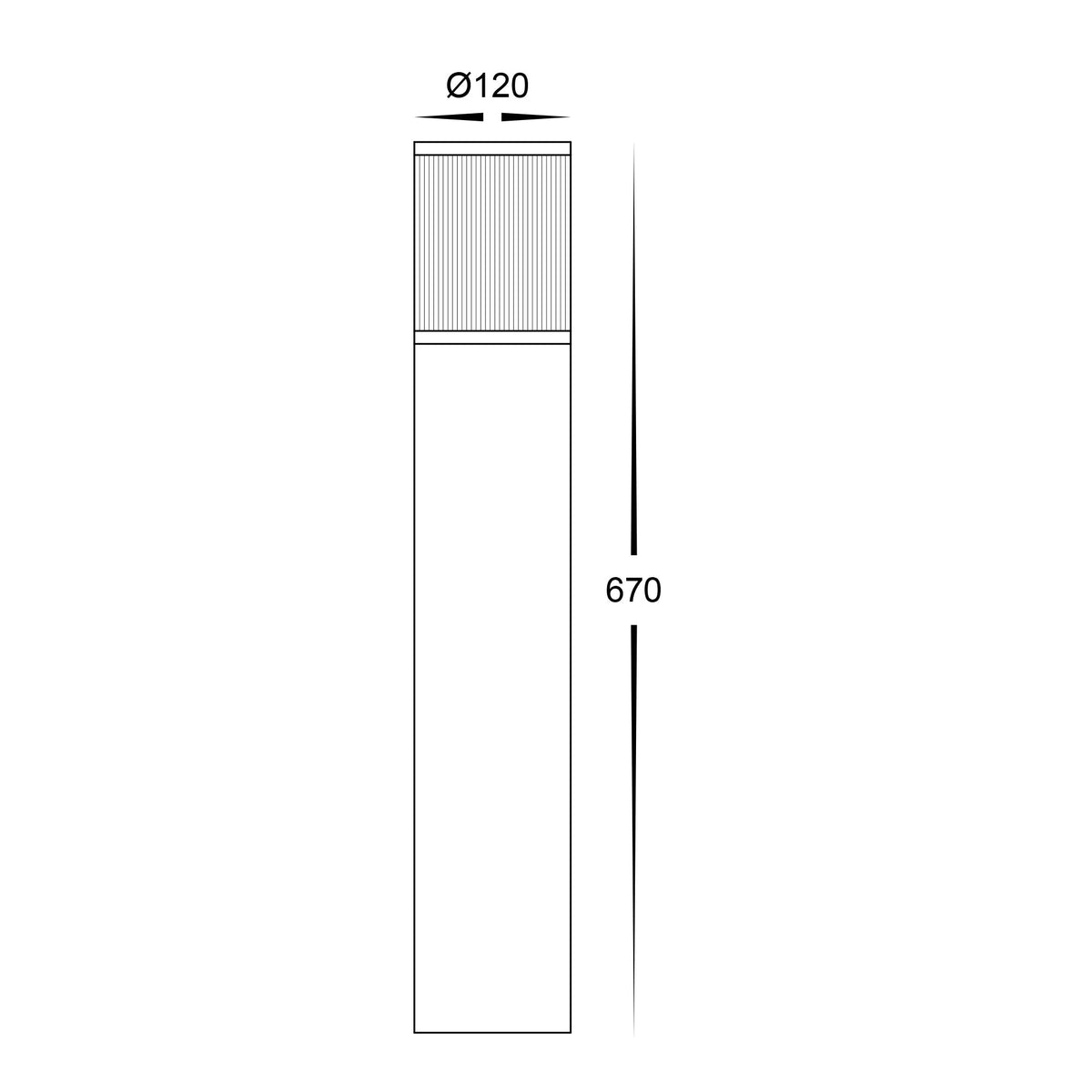 HV1641W-BLK - Prisma Black Round Bollard - 670mm