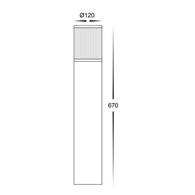 HV1641W-BLK - Prisma Black Round Bollard - 670mm