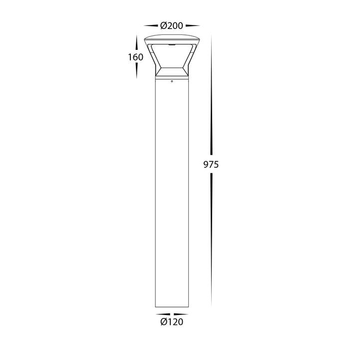 HV1643T-BLK - Thema Black Round Bollard - 965mm