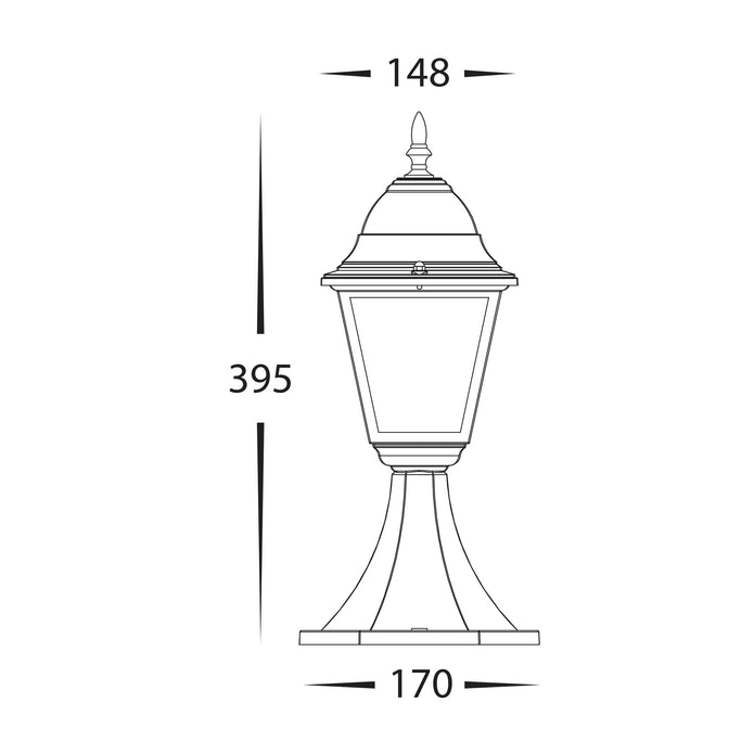 HV1651W-BLK - Newark Aluminium Black 4 Panel Pillar Light