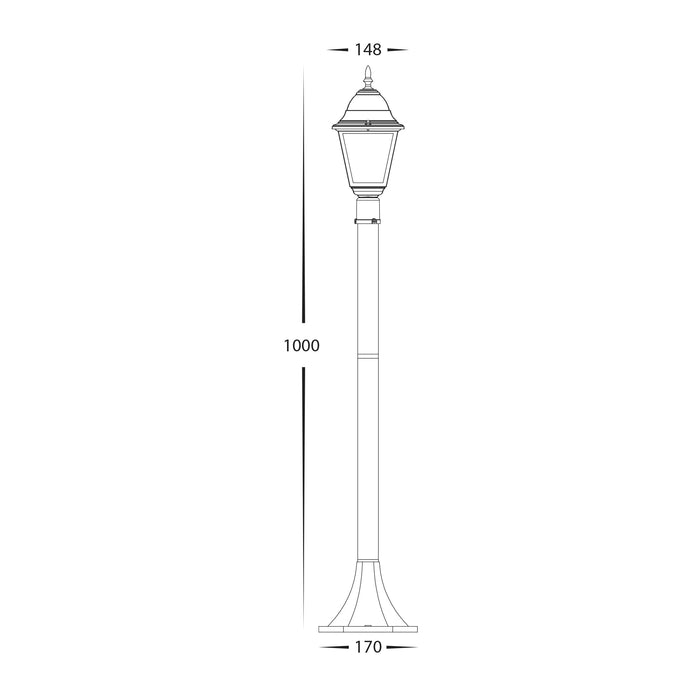 HV1651W-P-BLK - Newark Aluminium Black 4 Panel Post Light