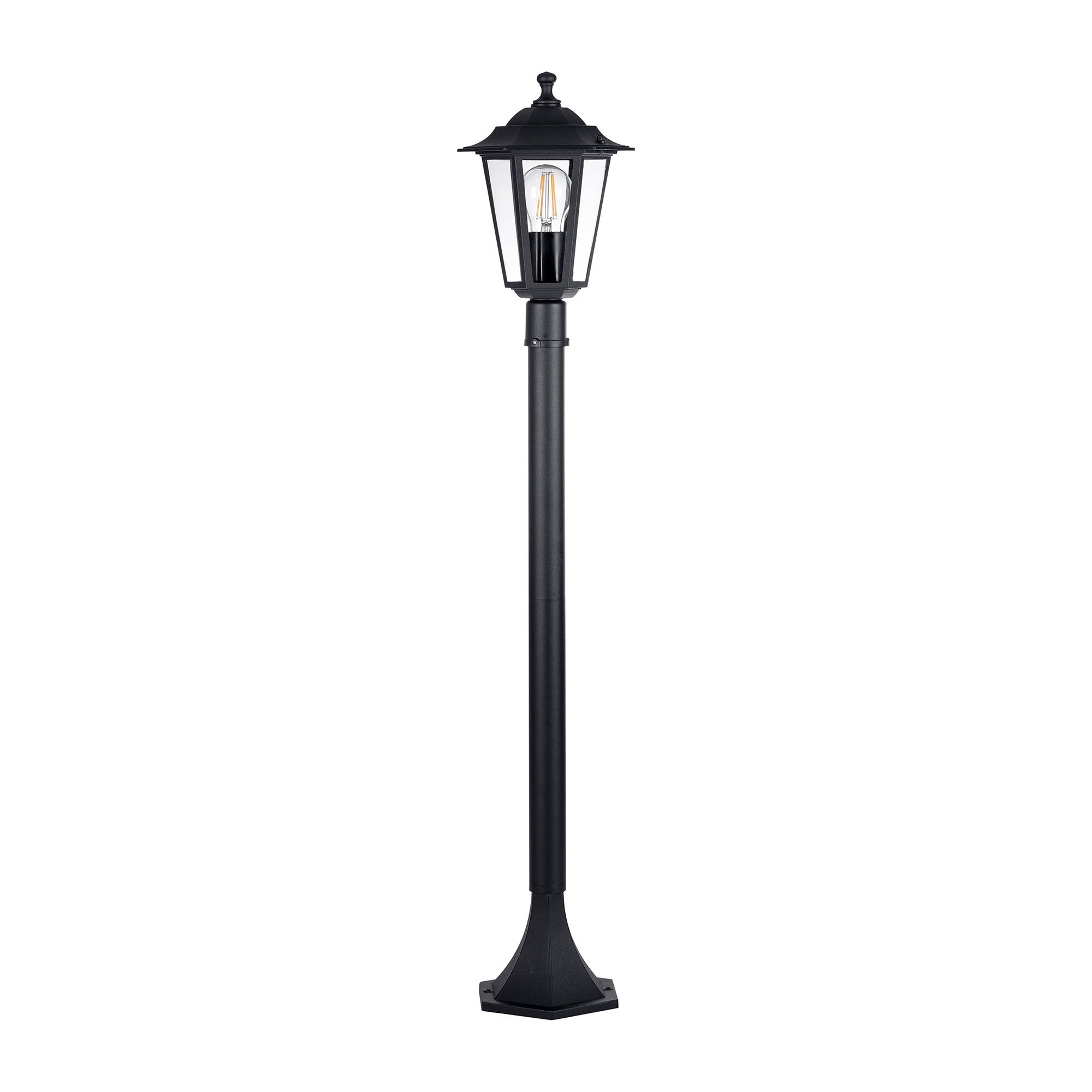 HV1652W-P-BLK - Fibra Aluminium Black 6 Panel Post Light