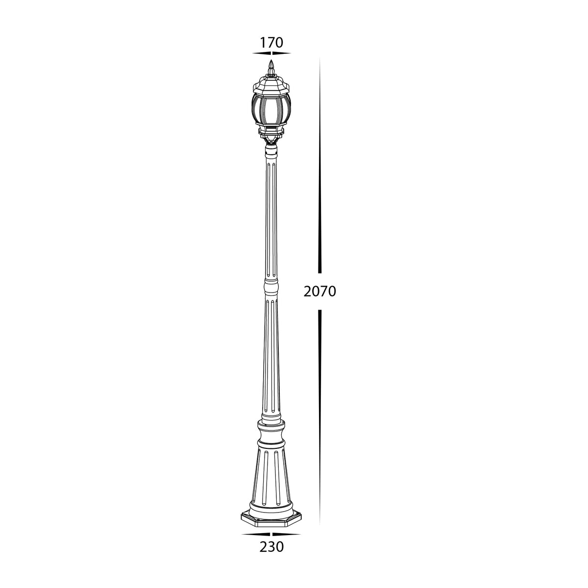 HV1671W-BLK - Trener Aluminium Black Coach Single Post Light