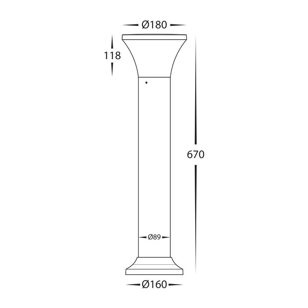 HV1681T-BLK - Favara Black Polycarbonate Bollard Light - 670mm