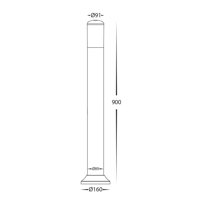 HV1682T-BLK - Renzi Black Polycarbonate Bollard Light - 700mm