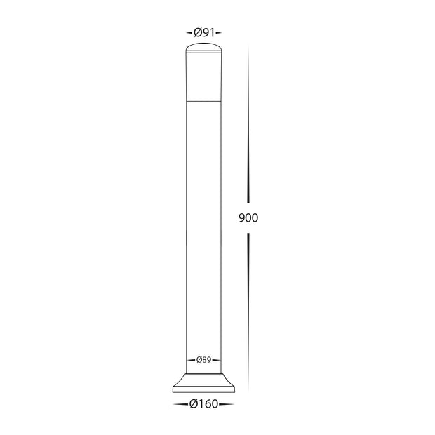 HV1682T-BLK - Renzi Black Polycarbonate Bollard Light - 700mm