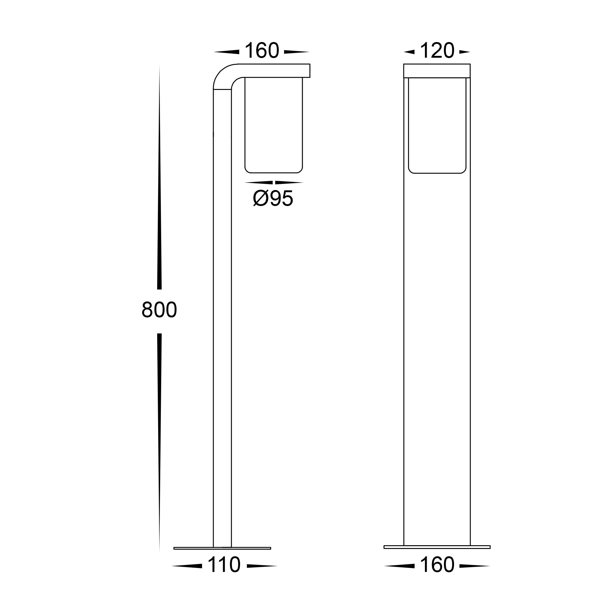 HV1692W-BLK - Angela Aluminium Black LED Bollard Light