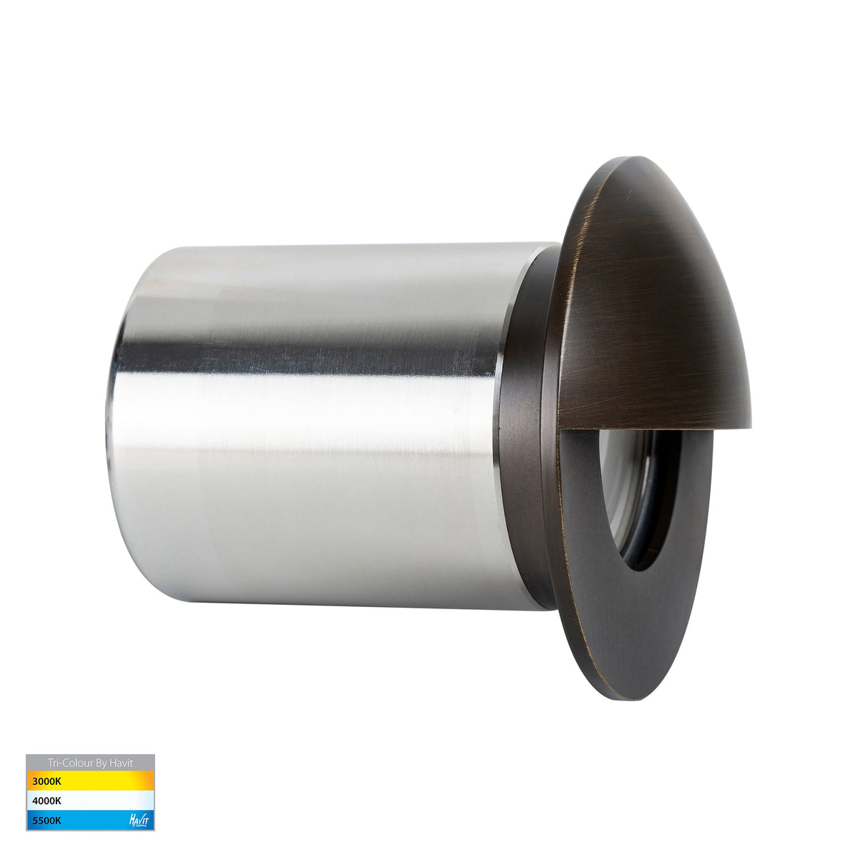 HV19012T-AB - Ollo Antique Brass TRI Colour LED Step Light With Eyelid