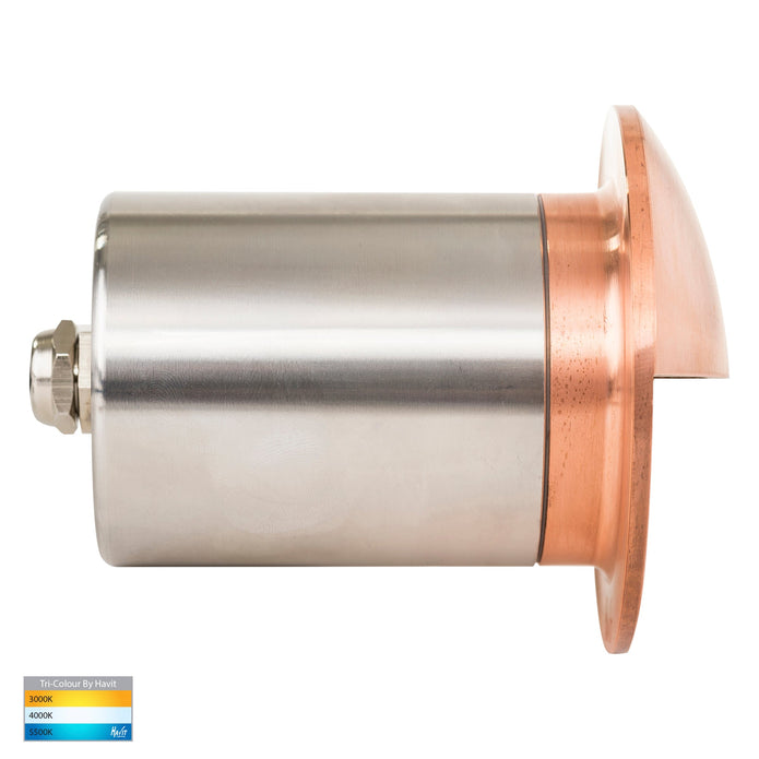 HV19012T-CP - Ollo Copper TRI Colour LED Step Light With Eyelid
