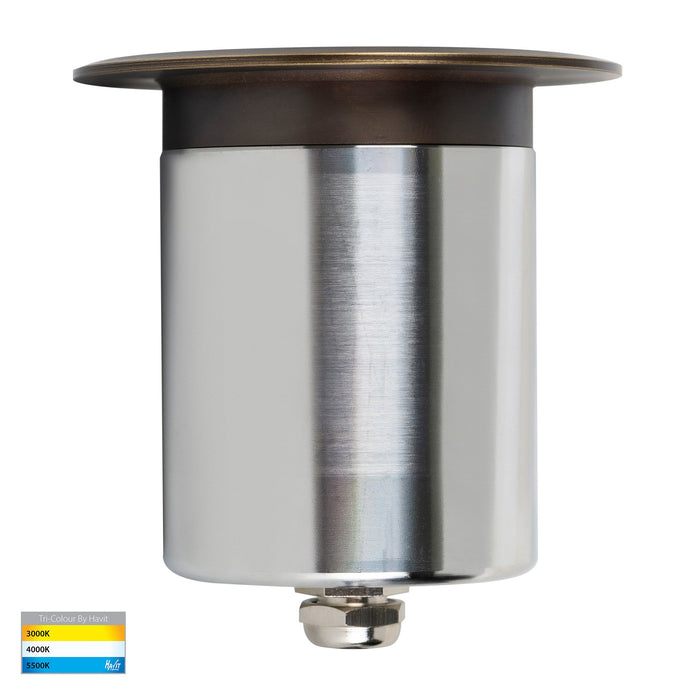 HV19022T-AB - Ollo Antique Brass TRI Colour LED Wall or Inground Light