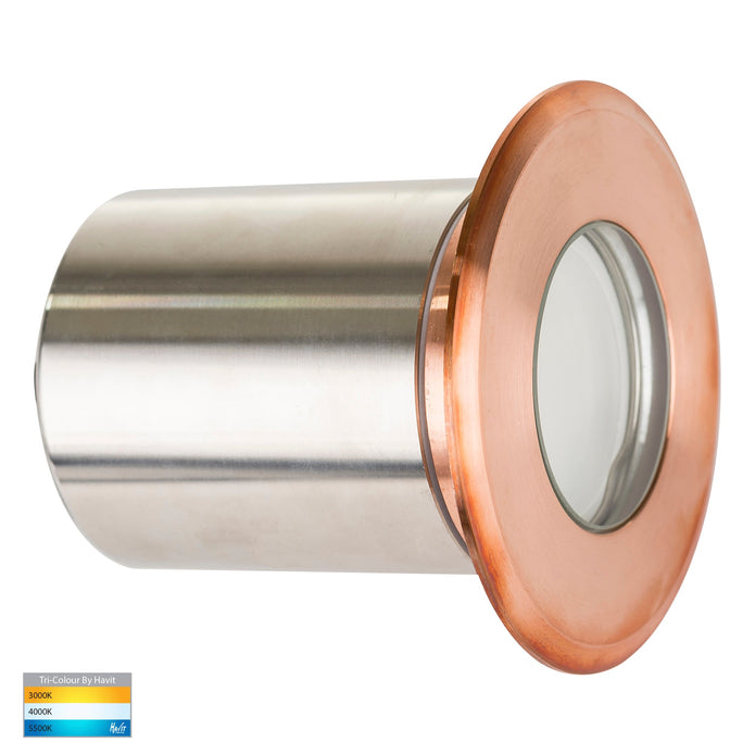 HV19022T-CP - Ollo Copper TRI Colour LED Step or Inground Light