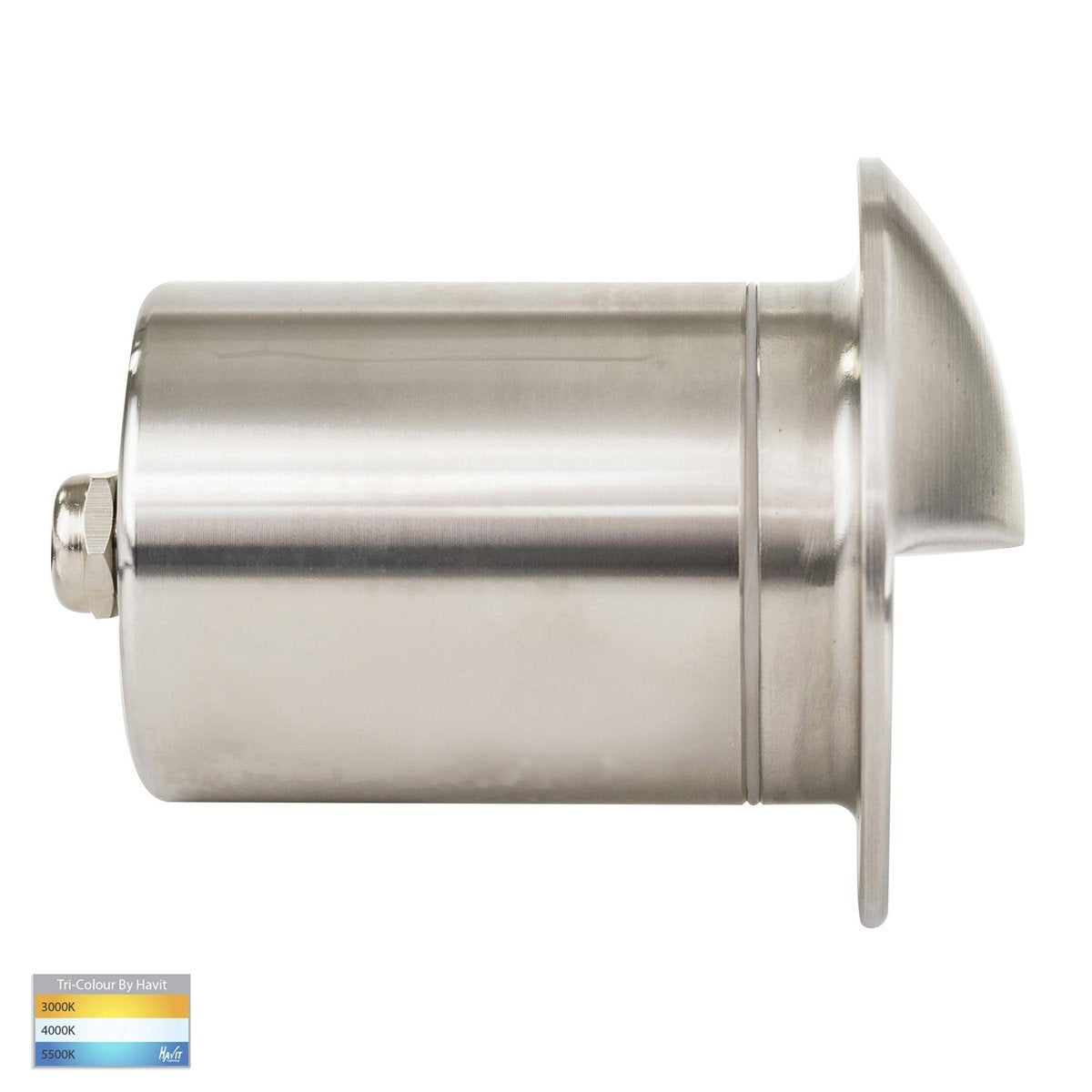 240v Ollo GU10 TRI Colour LED Mini Recessed Step Light with Eyelid in 316 Stainless Steel- HV19032T-SS316