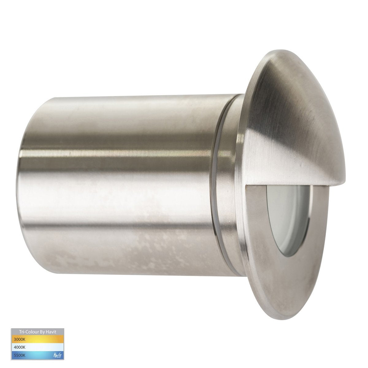 240v Ollo GU10 TRI Colour LED Mini Recessed Step Light with Eyelid in 316 Stainless Steel- HV19032T-SS316