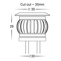 Thumbnail for 12v DC 0.5w LED Flame Single Mini Deck Light IP67 316 Stainless Steel in 5500K