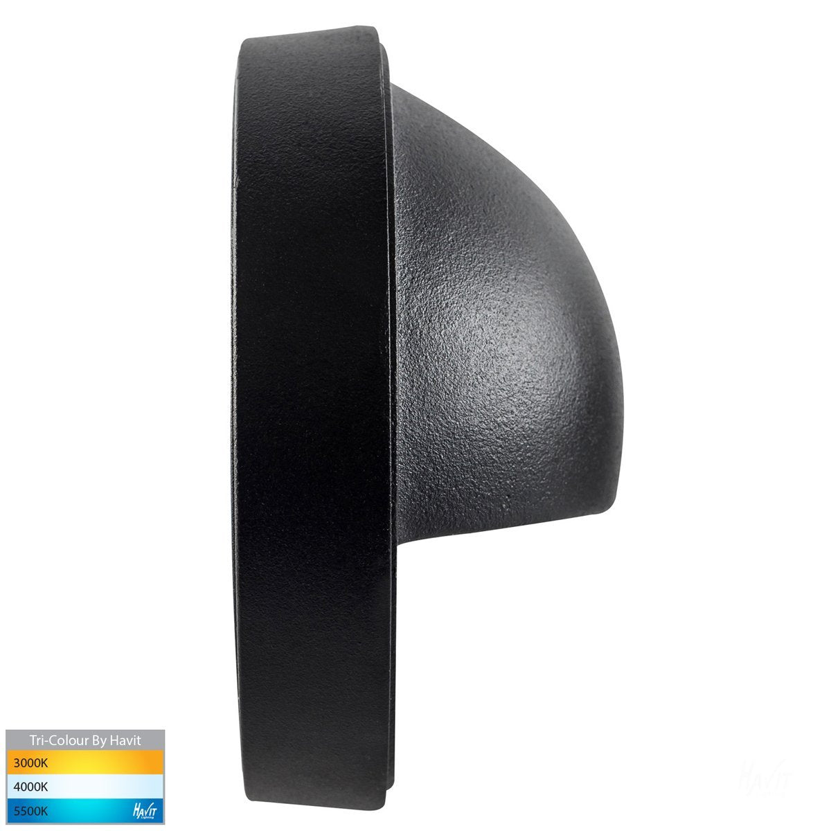 240v DC Pinta 2.3w Tri-Colour LED Surface Mounted Black Step Light with Eyelid - HV2923T