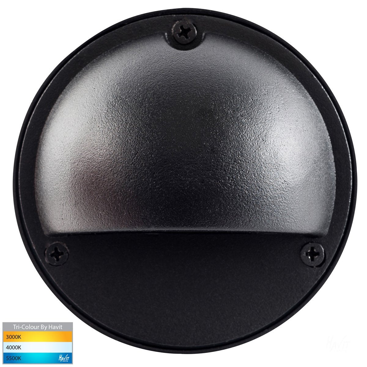 12v DC Pinta 2.3w Tri-Colour LED Surface Mounted Black Step Light with Eyelid - HV2924T