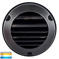 Thumbnail for 12v DC Pinta 2.3w Tri-colour LED Surface Mounted Step Light with Louvered Grill Black - HV2925T-12V