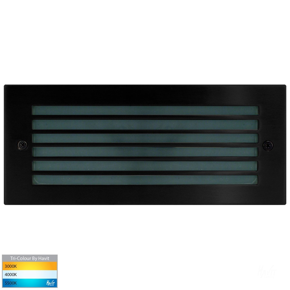 Bata Recessed DC 12v 10w LED Tri-Colour Brick Light with Grill Black Face