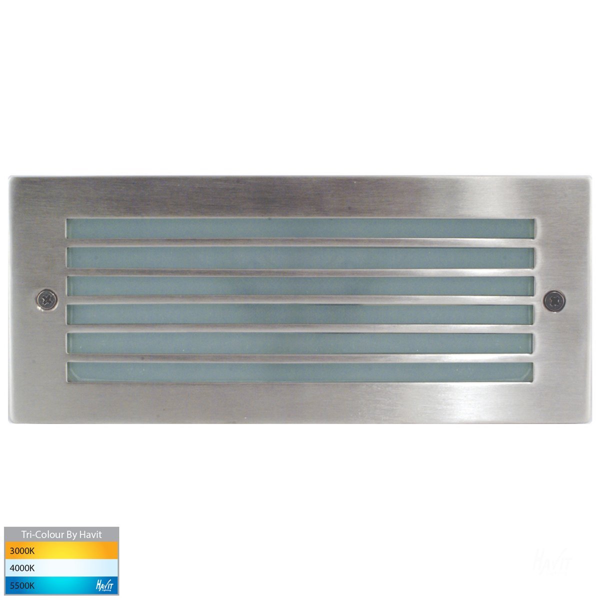Bata Recessed DC 12v 10w LED Tri-Colour Brick Light with Grill 316 Stainless Steel Face