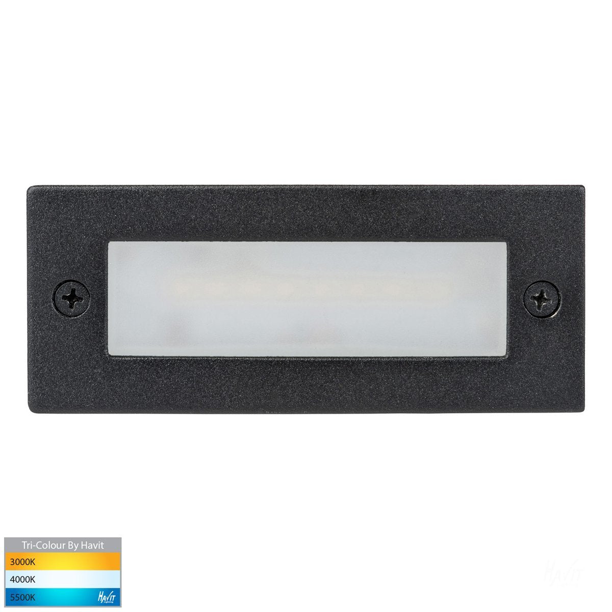 Bata Recessed DC 12v 6w LED Tri-Colour Brick Light with Plain Black Face