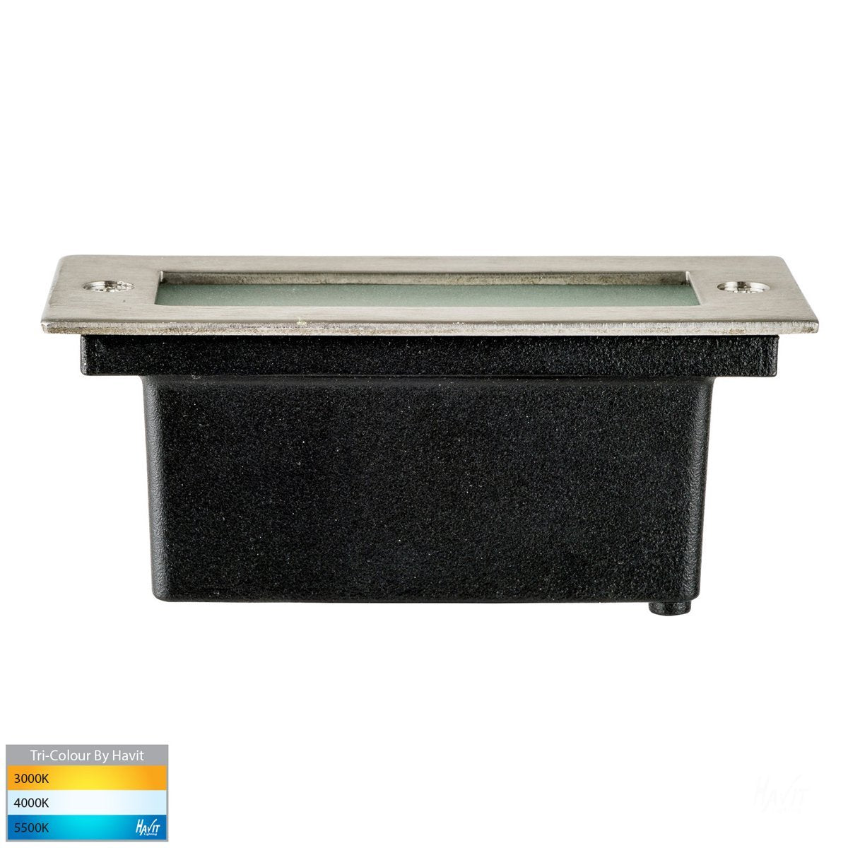 Bata Recessed DC 12v 6w LED Tri-Colour Brick Light with Plain 316 Stainless Steel Face