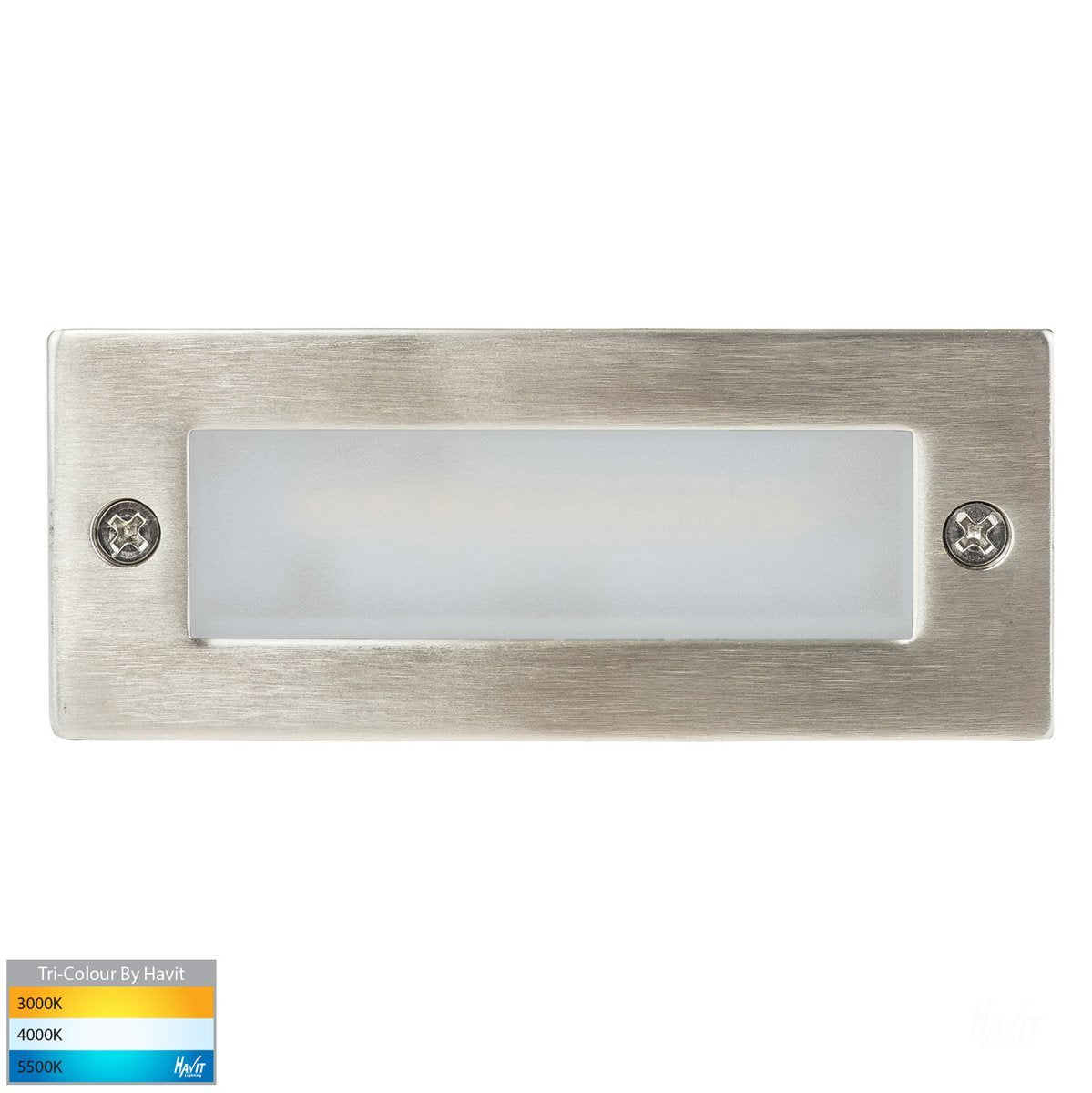 Bata Recessed DC 12v 6w LED Tri-Colour Brick Light with Plain 316 Stainless Steel Face