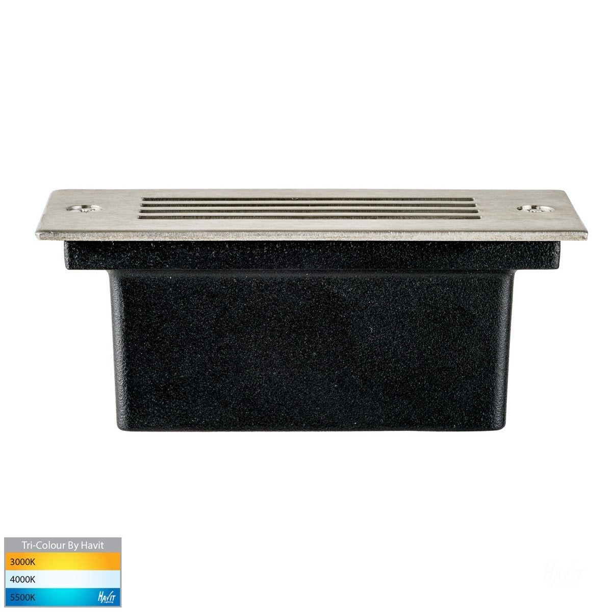 Bata Recessed DC 12v 6w LED Tri-Colour Brick Light with Grill 316 Stainless Steel Face
