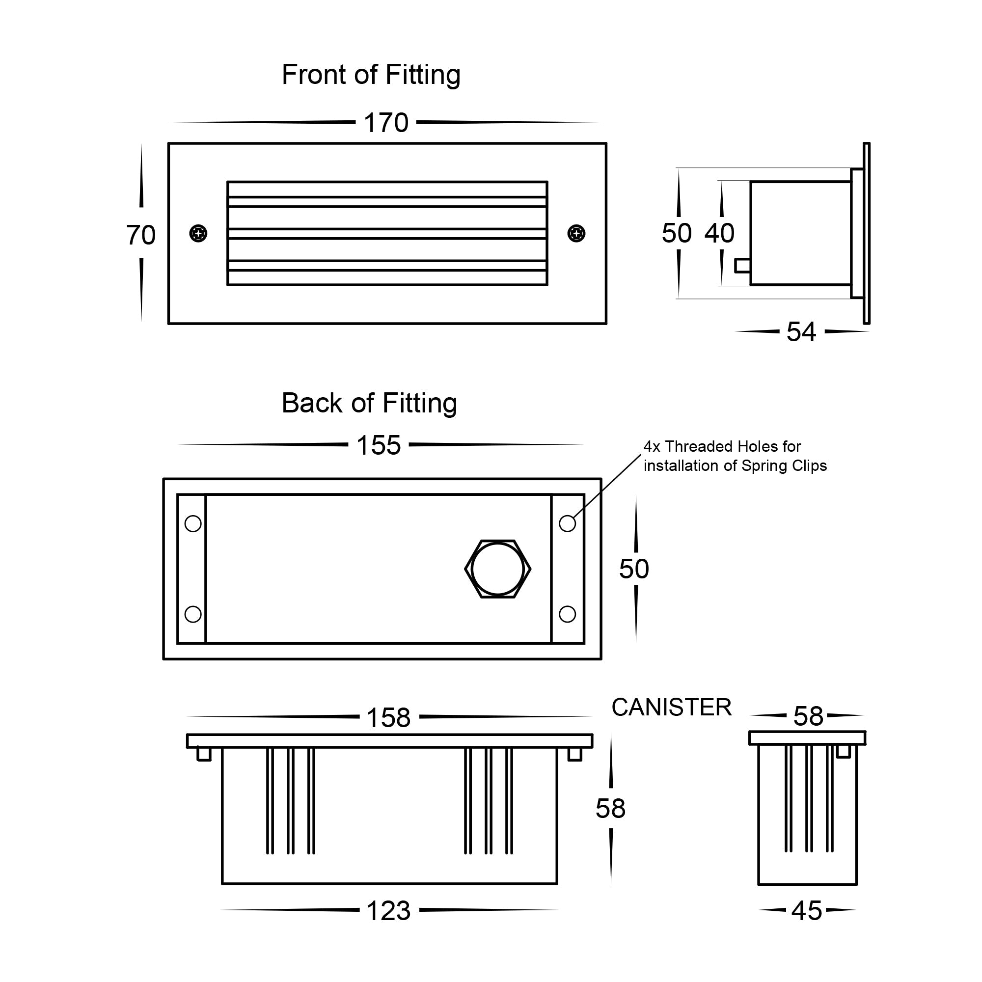 HV3006T-BLK-12V | HV3006T-BLK-240V - Bata Black 6w LED Brick Light