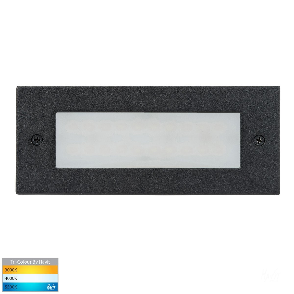 Bata Recessed DC 12v 3w LED Tri-Colour Brick Light with Plain Black Face