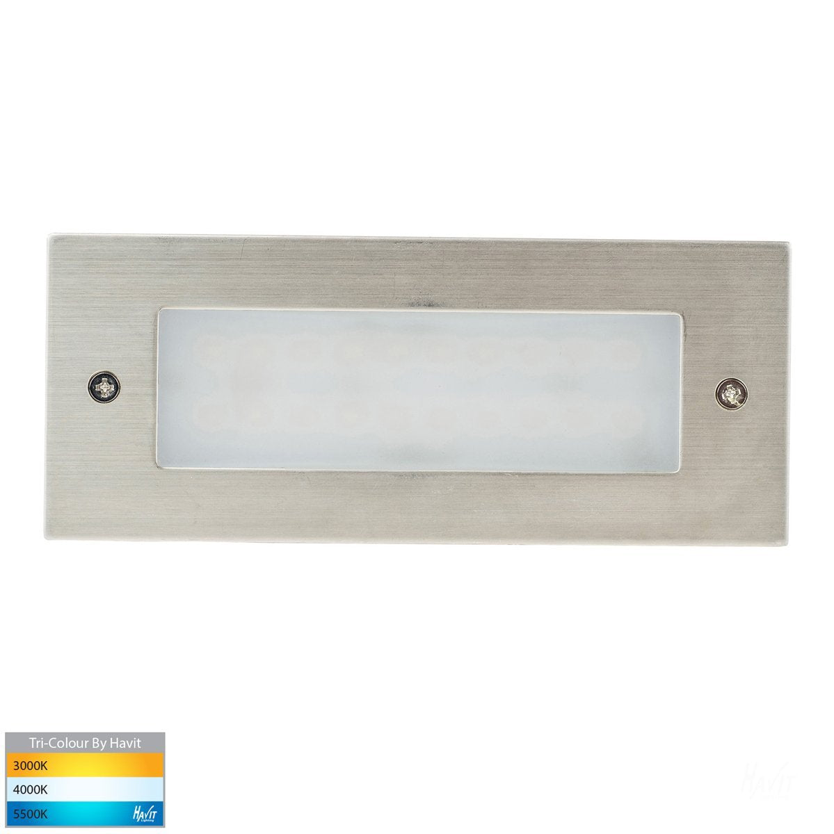 Bata Recessed DC 12v 3w LED Tri-Colour Brick Light with Plain 316 Stainless Steel Face