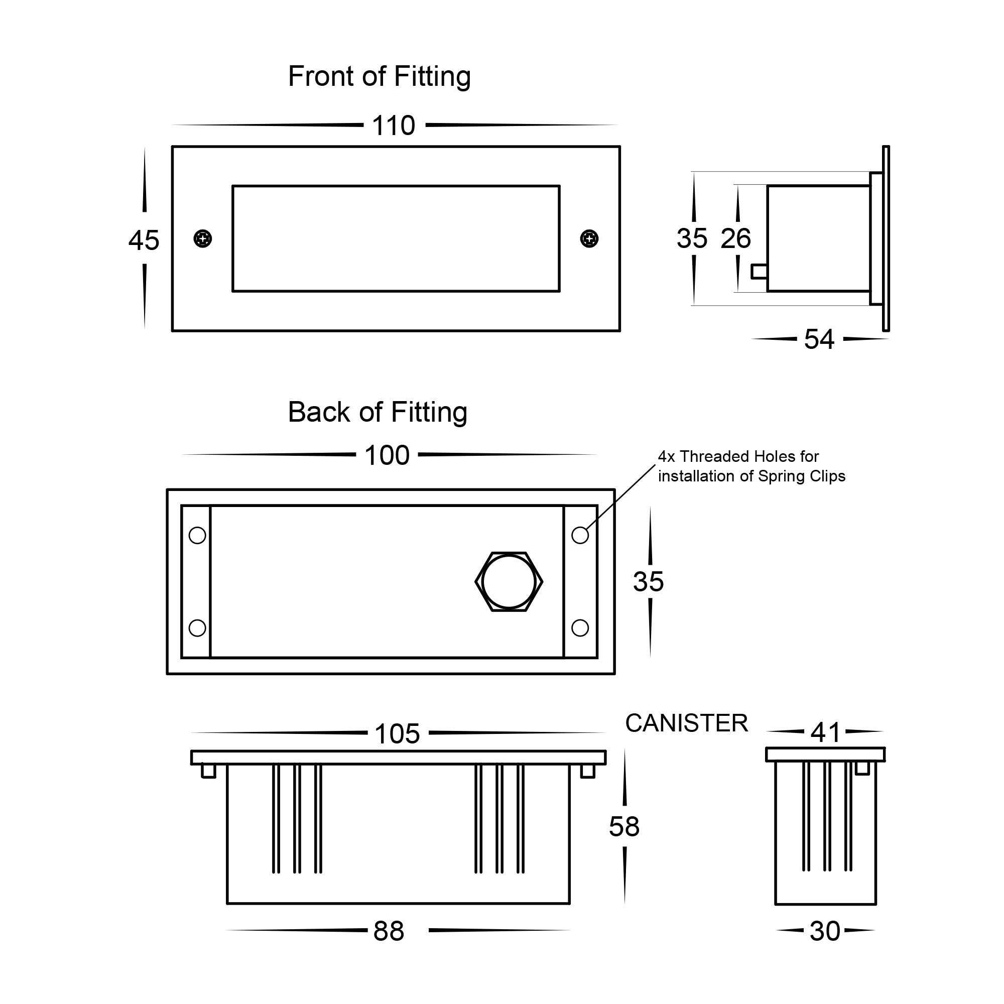 HV3007T-BLK-12V | HV3007T-BLK-240V - Bata Black 3w LED Brick Light