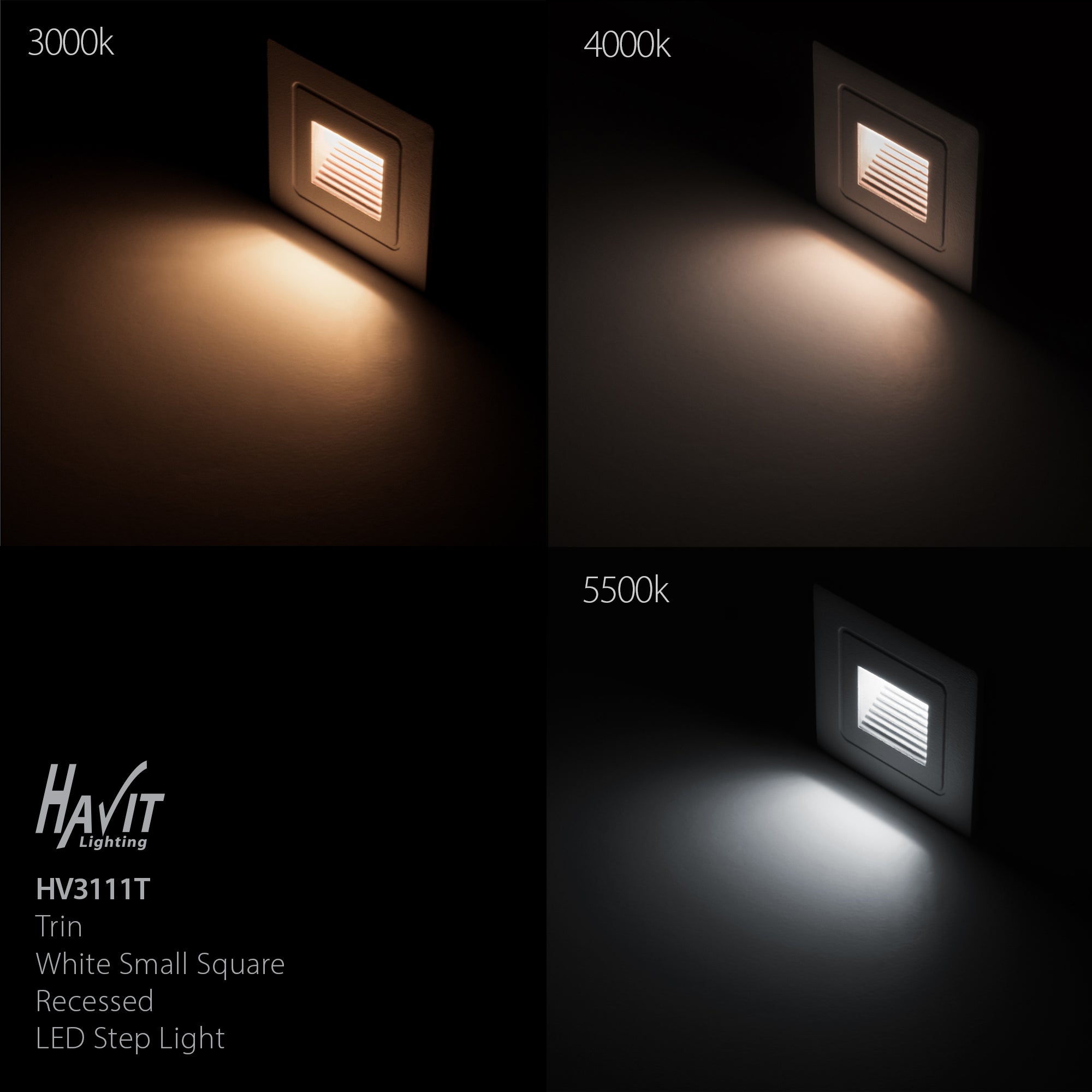 HV3111T-BLK-12V - Trin Black Small Square Recessed LED Step Light