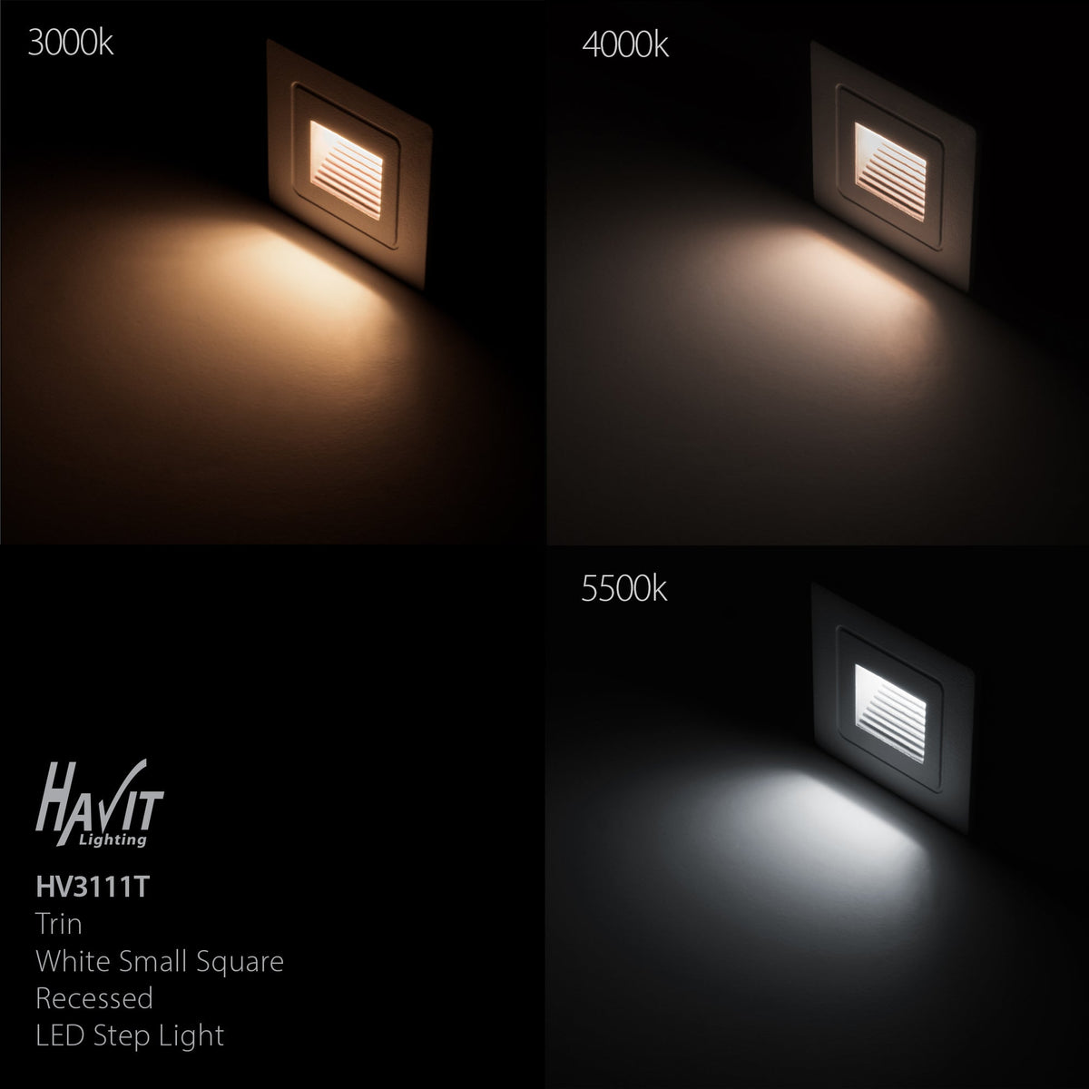 HV3111T-WHT-12V - Trin White Small Square Recessed LED Step Light