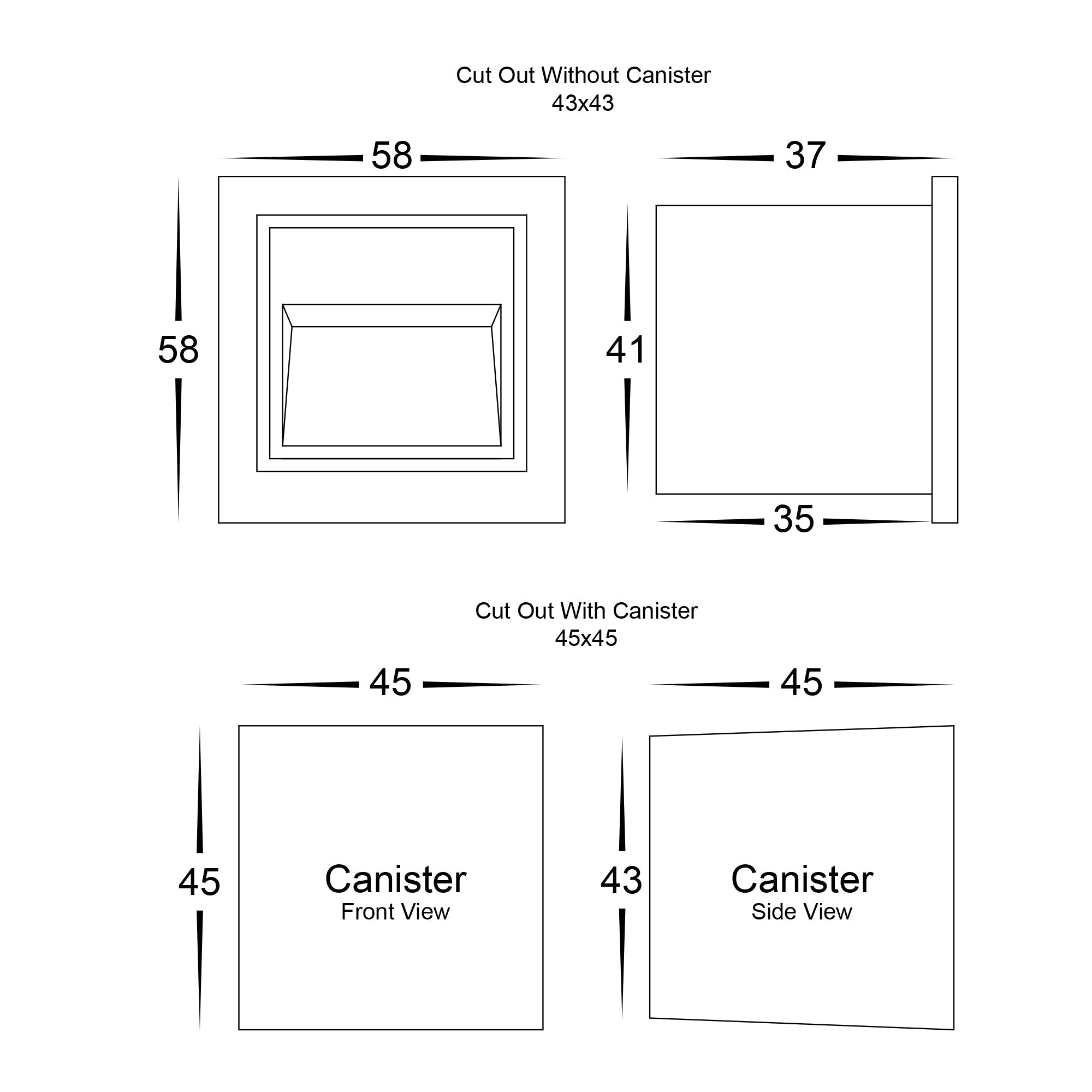 HV3111T-BLK-12V - Trin Black Small Square Recessed LED Step Light