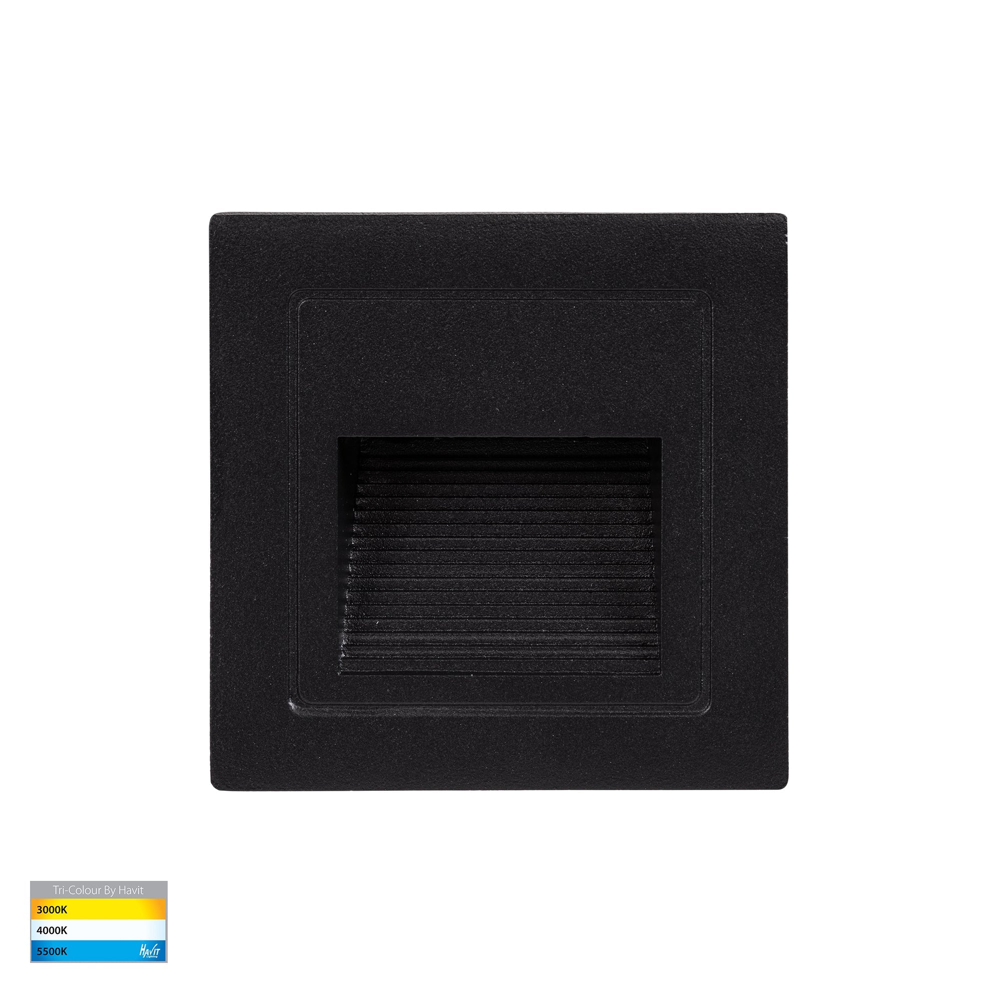 HV3112T-BLK-240V | HV3112T-BLK-12V - Trin Black Square Recessed LED Step Light