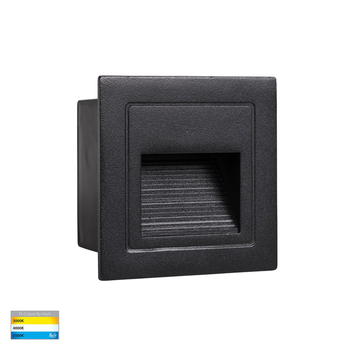 HV3112T-BLK-240V | HV3112T-BLK-12V - Trin Black Square Recessed LED Step Light