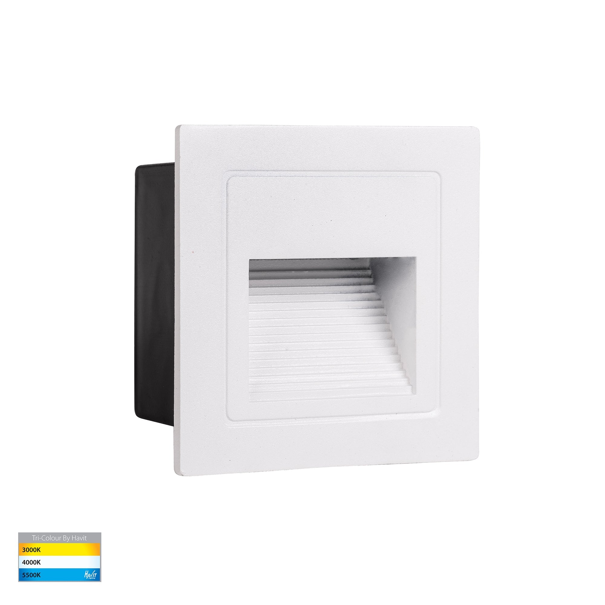 HV3112T-WHT-240V | HV3112T-WHT-12V - Trin White Square Recessed LED Step Light
