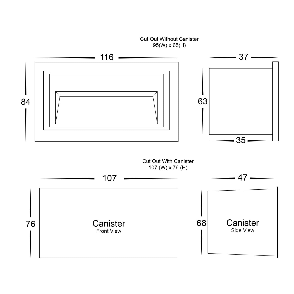 HV3113T-BLK-240V | HV3113T-BLK-12V - Trin Black Rectangular Recessed LED Step Light