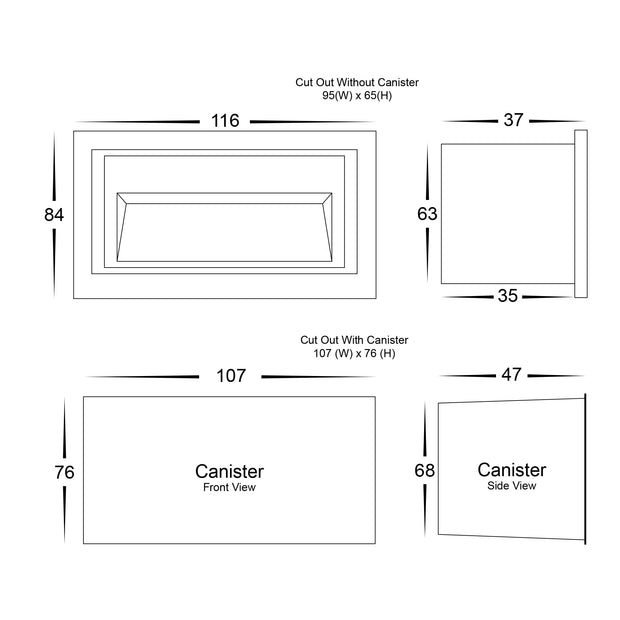 HV3113T-BLK-240V | HV3113T-BLK-12V - Trin Black Rectangular Recessed LED Step Light