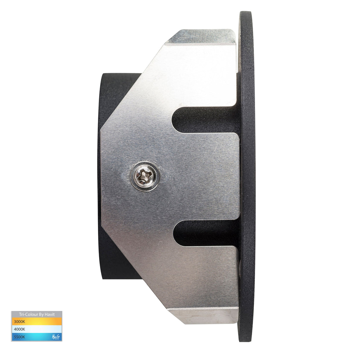 HV3205T-BLK-12V - Reces Black Round TRI Colour Recessed LED Step Light