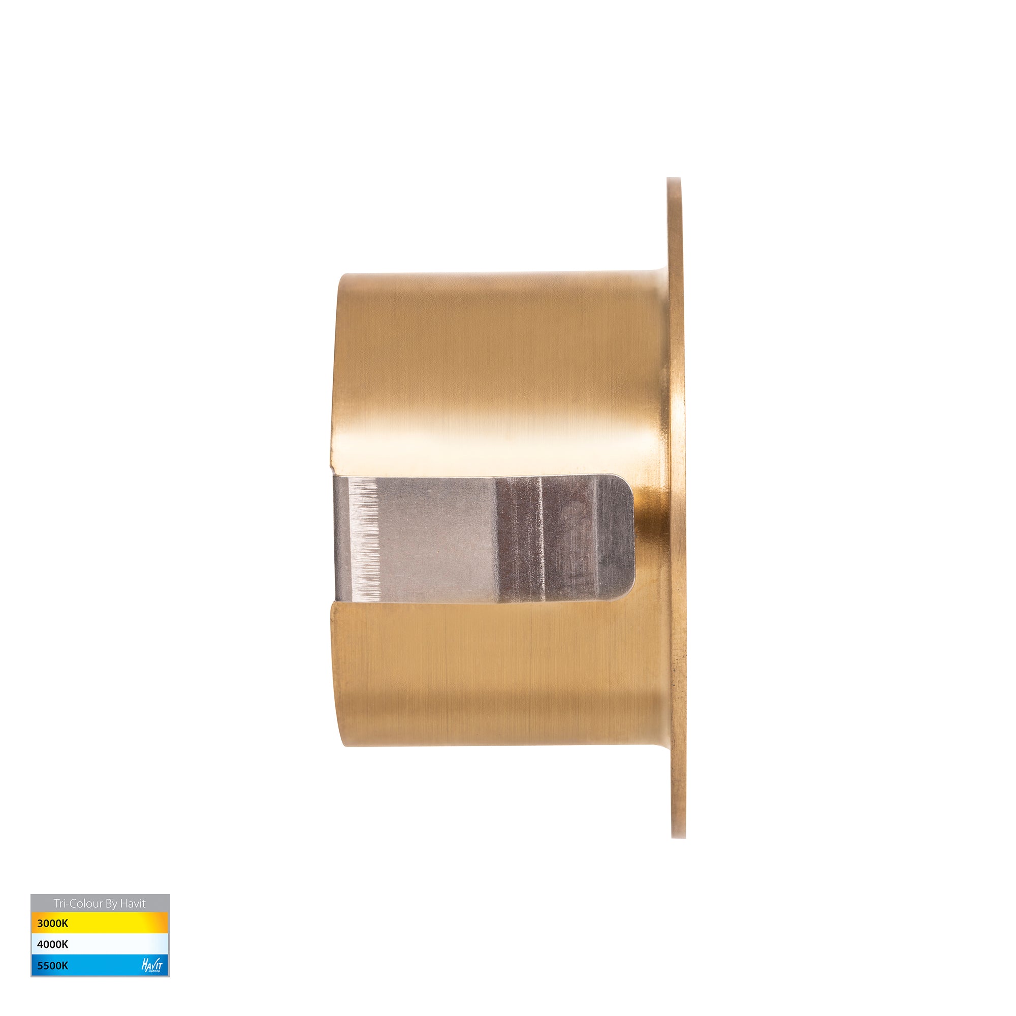 HV3206T-BR-12V - Mini Reces Brass Round TRI Colour Recessed LED Step Light