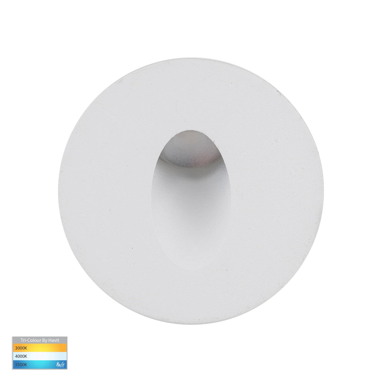 Mini Reces 12V 1w Tri-Colour LED IP67 Matt White Recessed Round Step Light