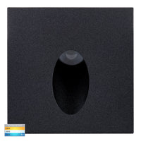 Thumbnail for Reces 12V 2.5w Tri-Colour LED IP67 Matt Black Recessed Square Step Light