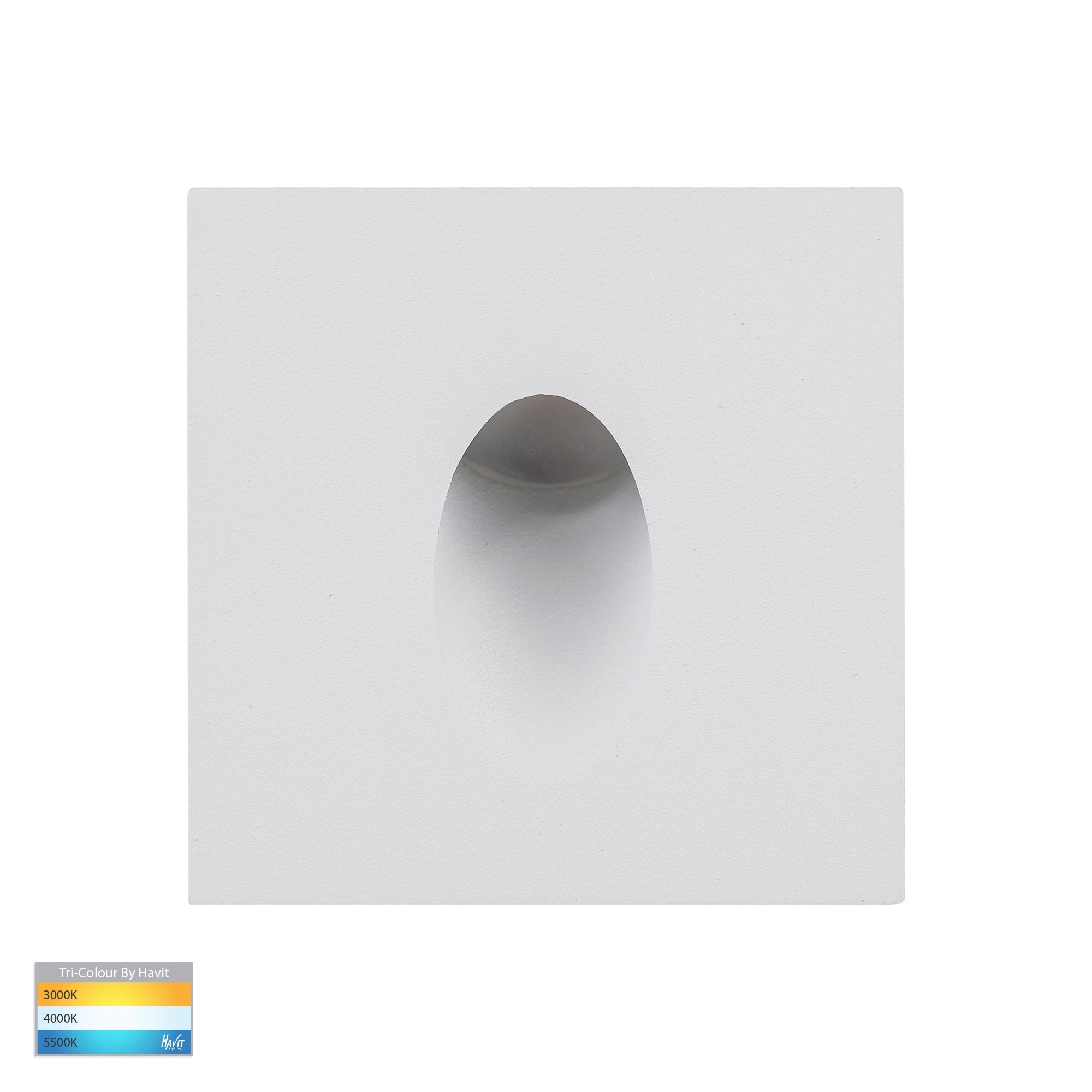 HV3216T-WHT-12V - Mini Reces White Square TRI Colour Recessed LED Step Light