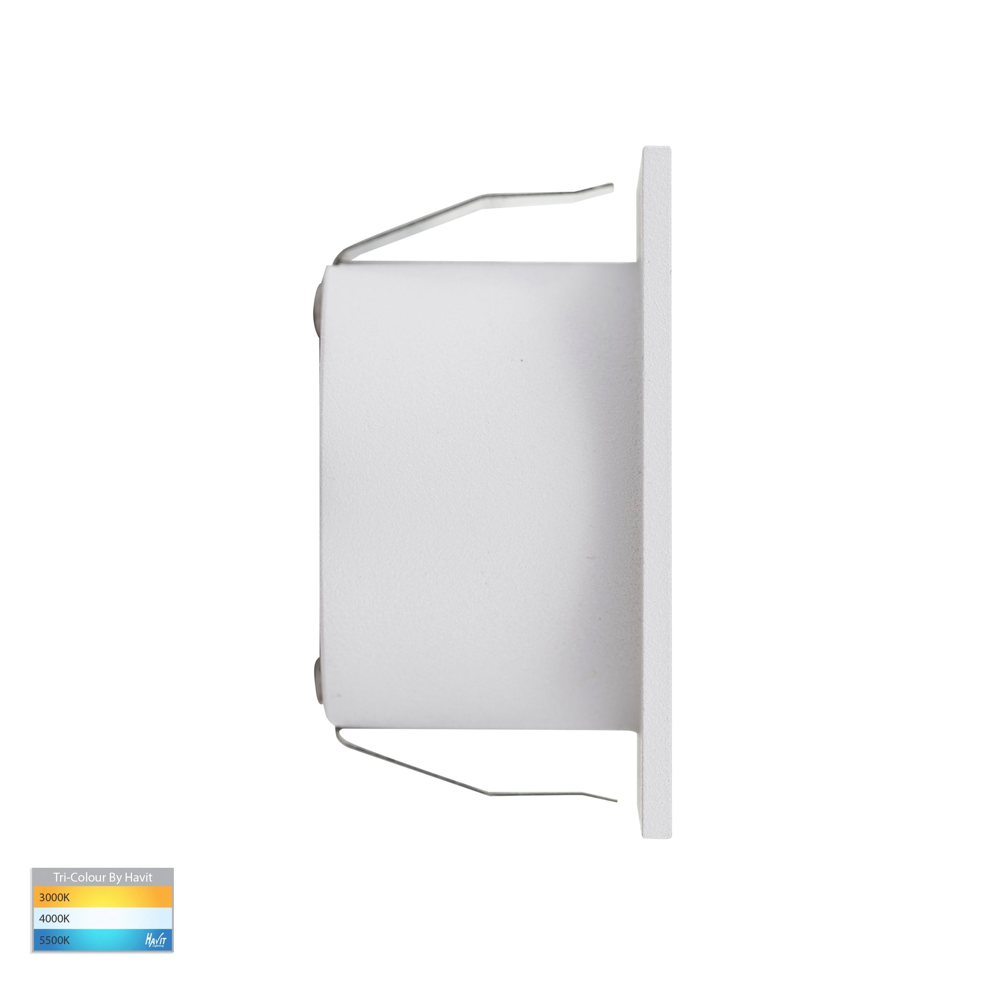 HV3216T-WHT-12V - Mini Reces White Square TRI Colour Recessed LED Step Light