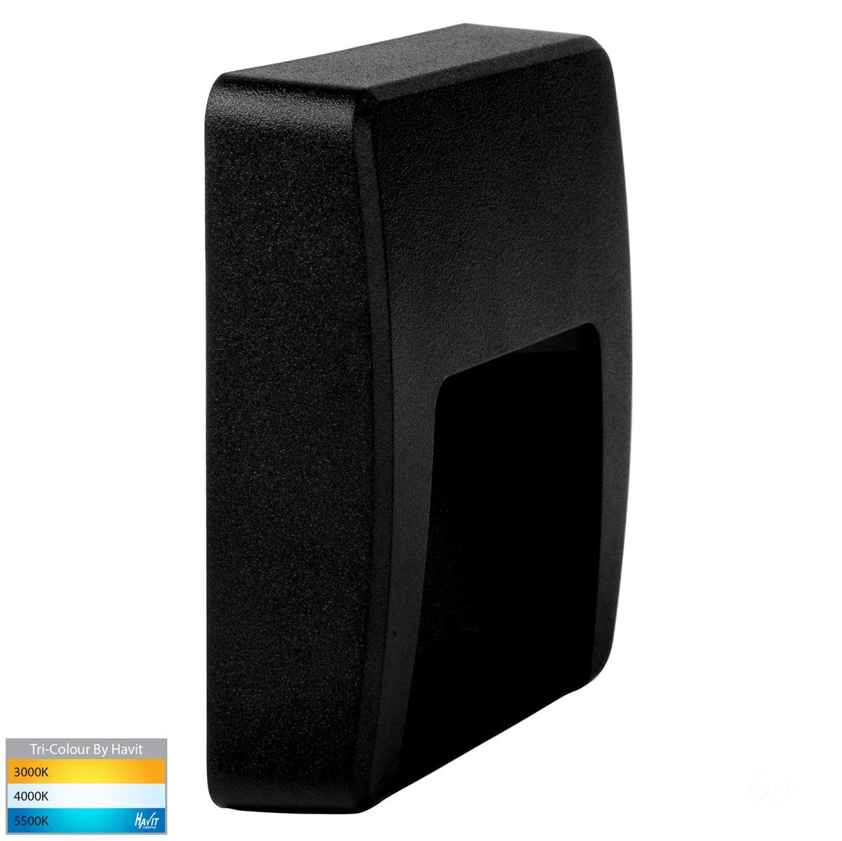 Seefore 12V DC 3W LED Tri-Colour Square Step Light in Matt Black