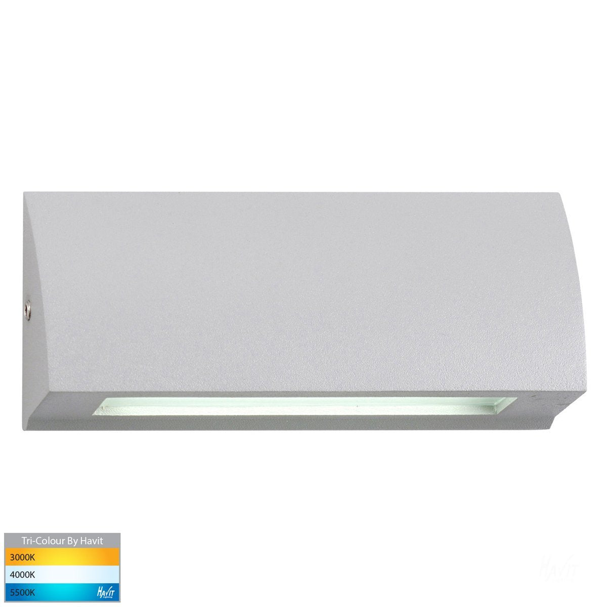 Taso 12V DC 3.5W LED Tri-Colour Rectangle Step Light in Matt Silver