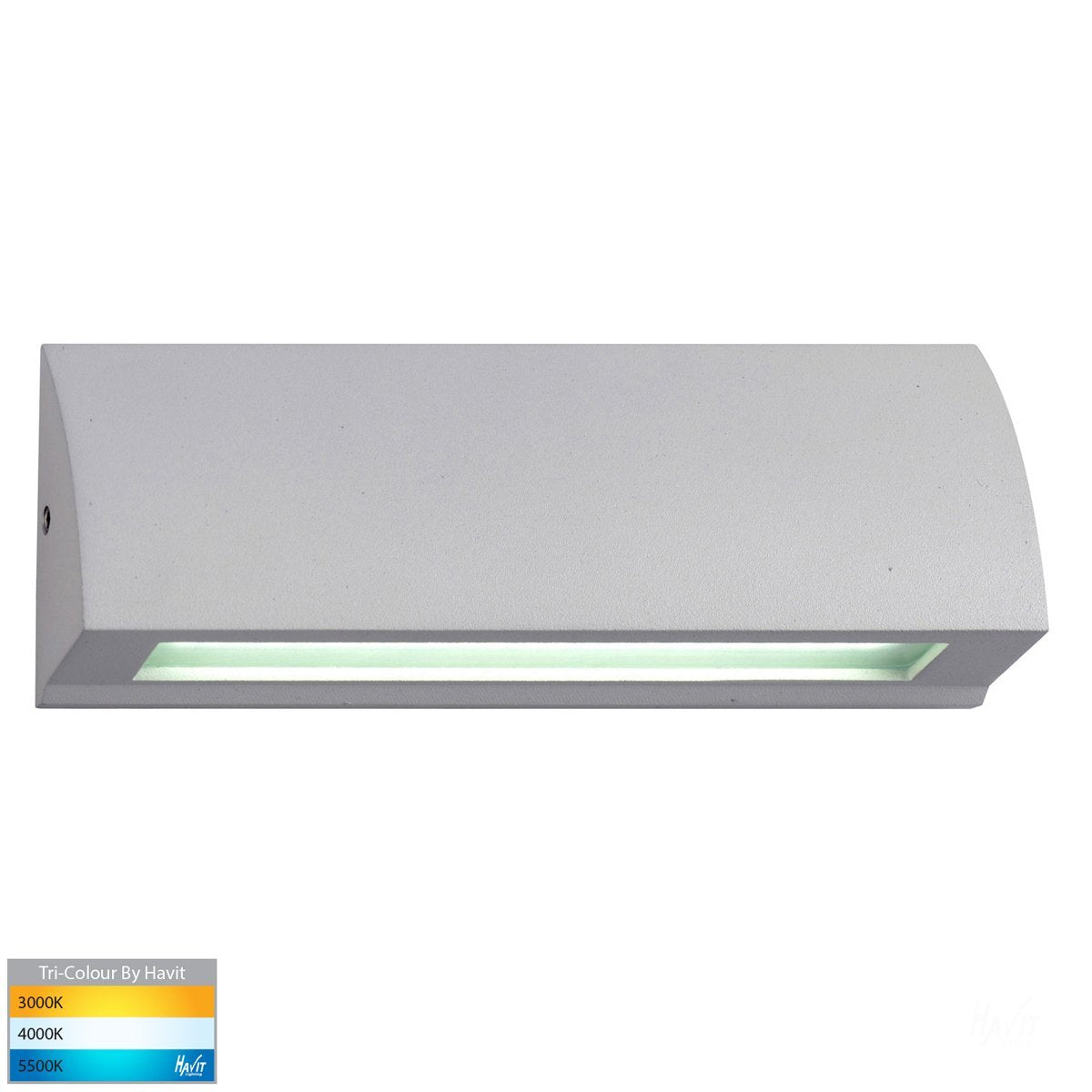 Taso 12V DC 6W LED Tri-Colour Rectangle Step Light in Matt Silver