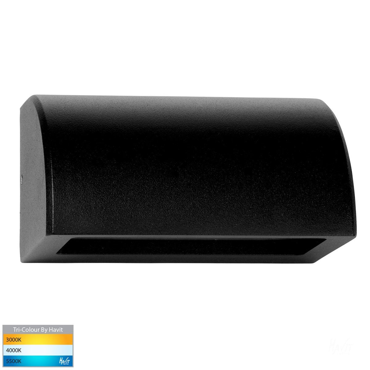 Ridge 12V DC 6W LED Tri-Colour Rectangle Step Light in Black